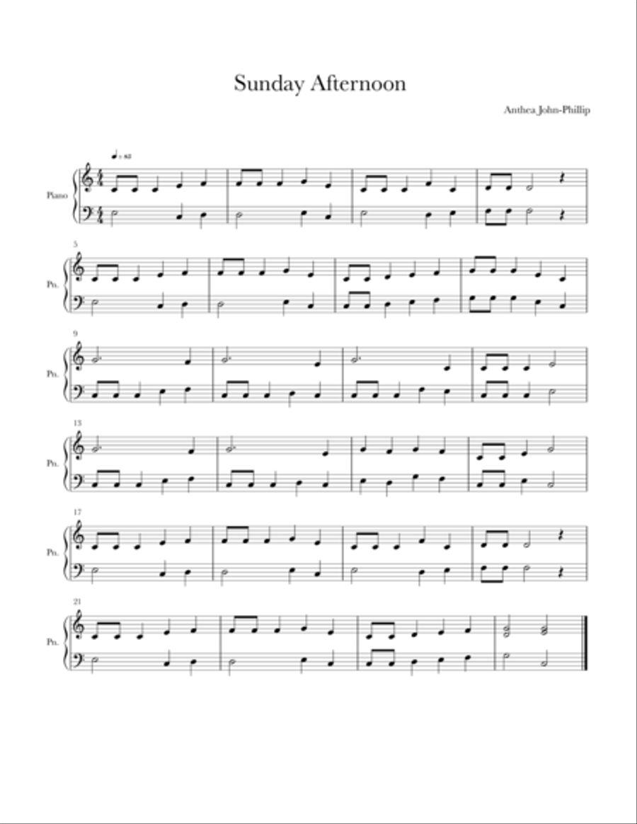 Sunday Afternoon Easy Piano scores gallery preview page 1