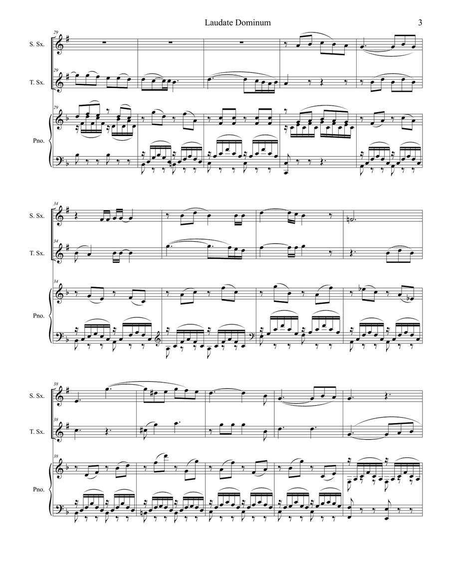 Laudate Dominum (Duet for Soprano & Tenor Saxophone - Piano Accompaniment) Woodwind Duet scores gallery preview page 4