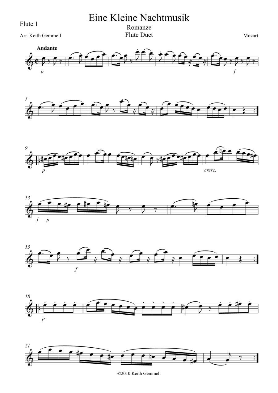 Eine Kleine Nachtmusik – Romanze: Flute Duet Eine Kleine Nachtmusik – Romanze: Flute Duet Flute Duet scores gallery preview page 4