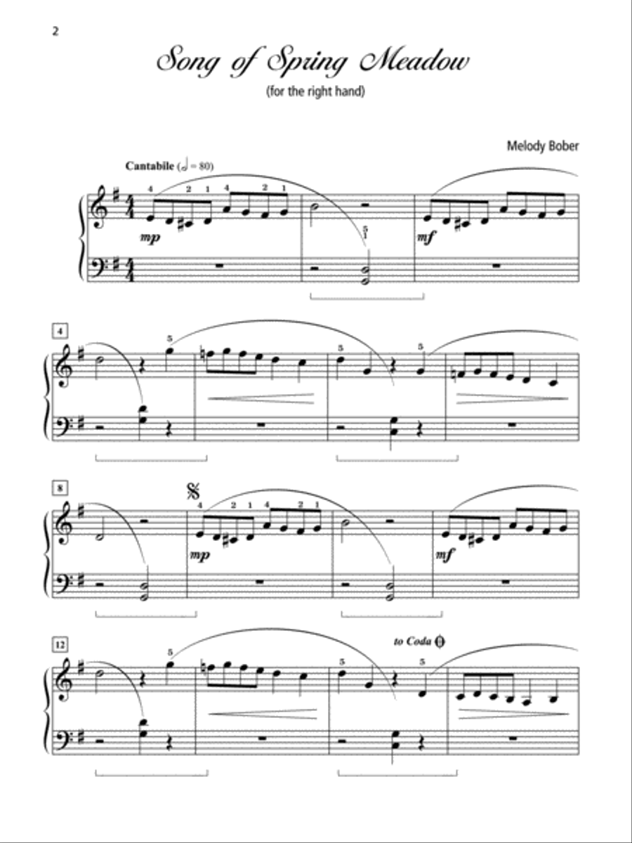 Grand One-Hand Solos for Piano, Book 4: 8 Early Intermediate Pieces for Right or Left Hand Alone Piano Method scores gallery preview page 2