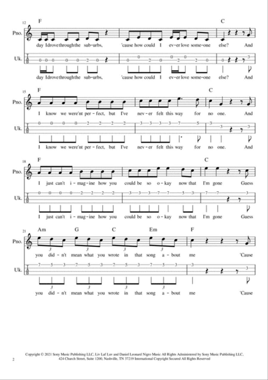 Drivers License Ukulele scores gallery preview page 2