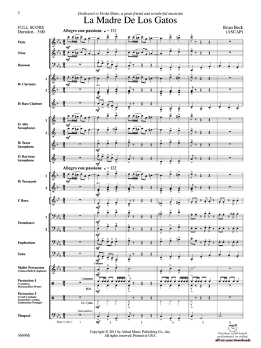 La Madre de los Gatos Concert Band scores gallery preview page 2