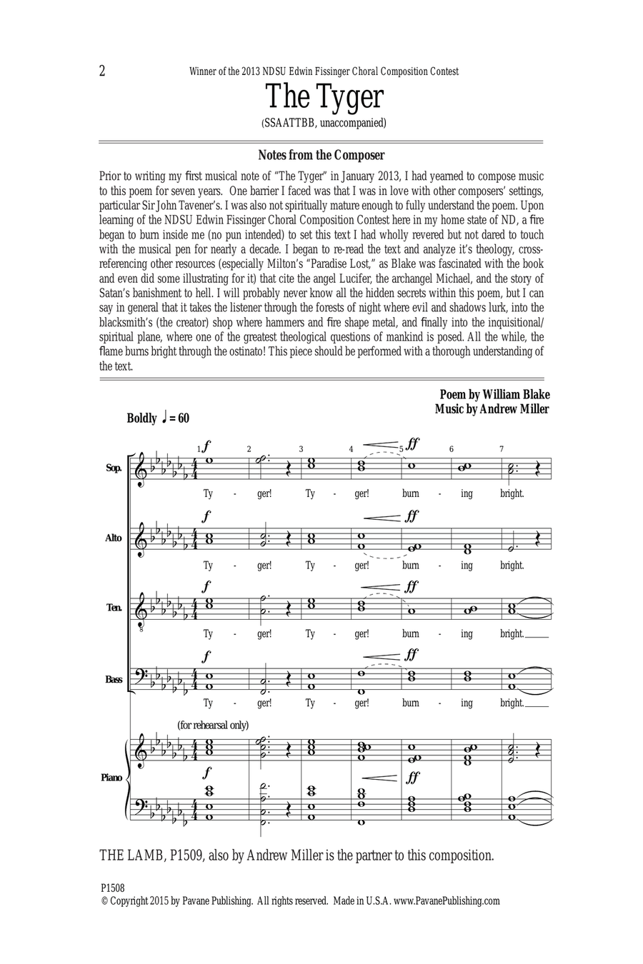 The Tyger SSAATTBB scores gallery preview page 1