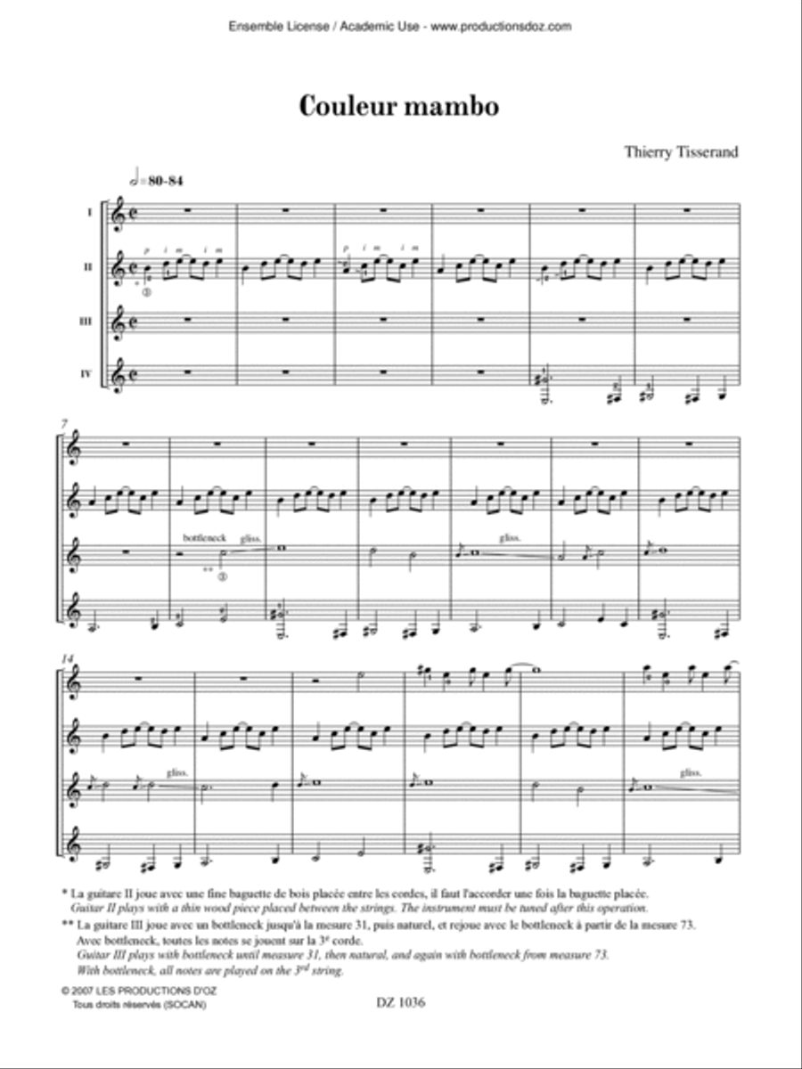 Couleur mambo Couleur mambo Guitar Ensemble scores gallery preview page 3
