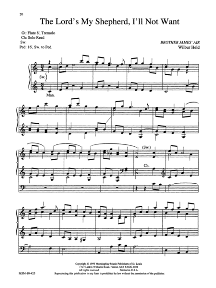 The Lord's My Shepherd, I'll Not Want Organ scores gallery preview page 1