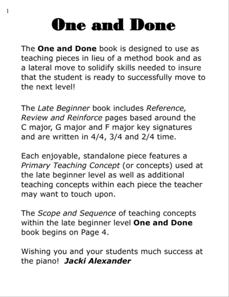 One & Done for the Late Beginner Piano Method scores gallery preview page 6