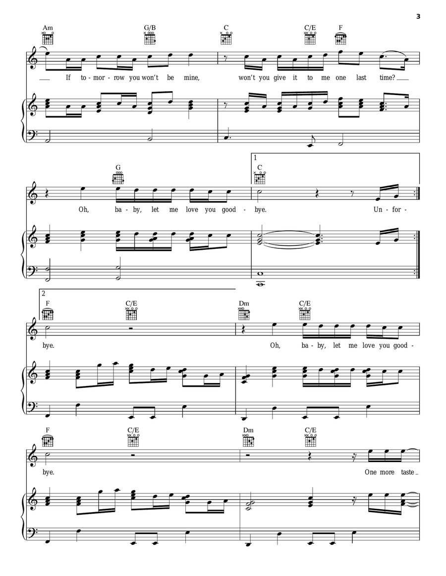 Love You Goodbye Love You Goodbye Piano, Vocal, Guitar scores gallery preview page 3