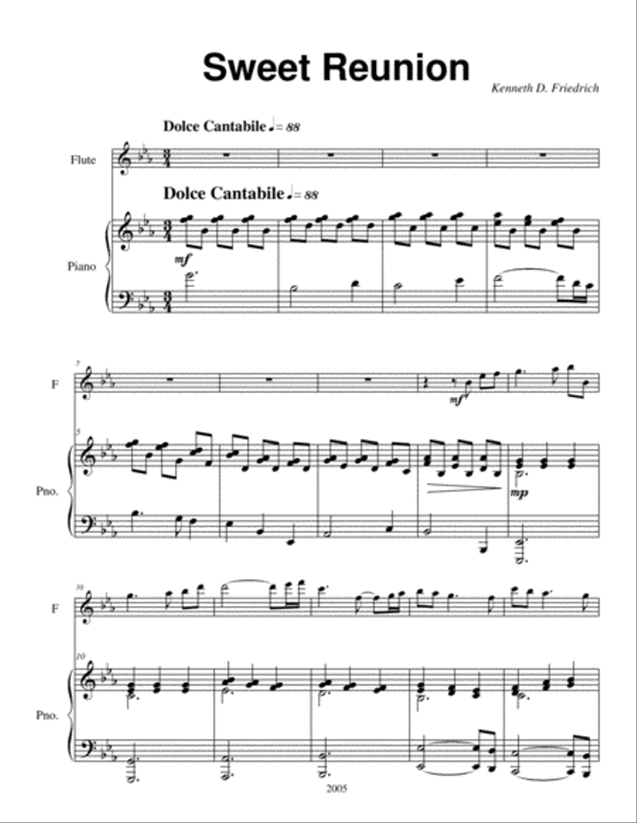 Sweet Reunion Flute Solo scores gallery preview page 1