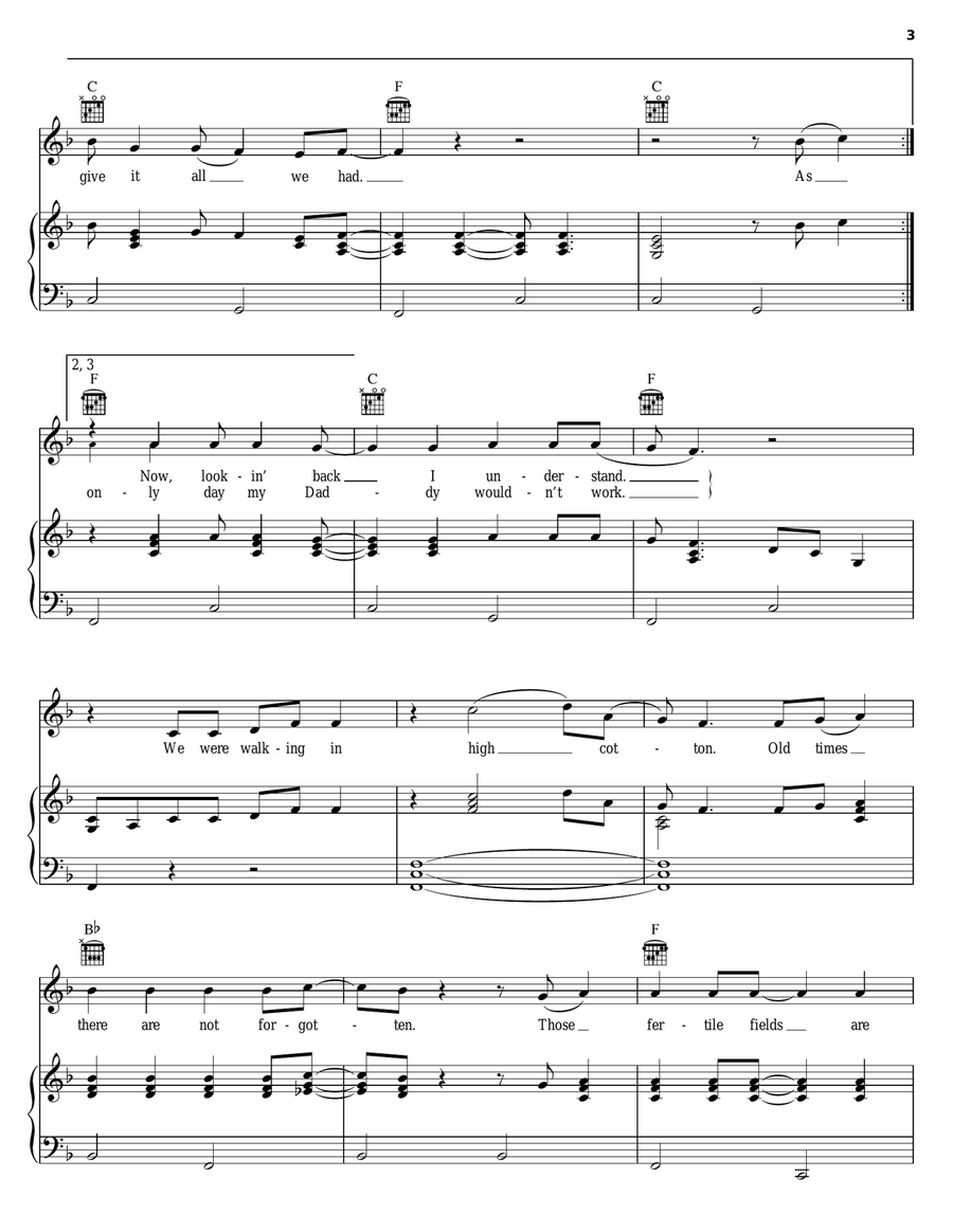 High Cotton Piano, Vocal, Guitar scores gallery preview page 3