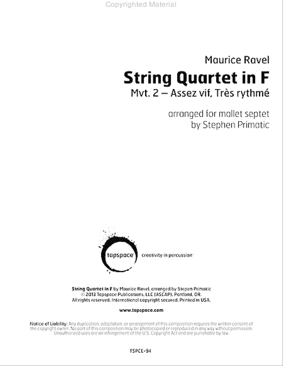 String Quartet in F Percussion Ensemble scores gallery preview page 2