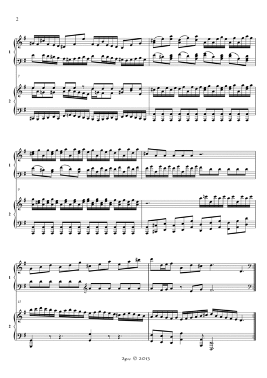 Brandenburg Concerto No. 3, Third Movement, for 2 pianos Piano scores gallery preview page 2