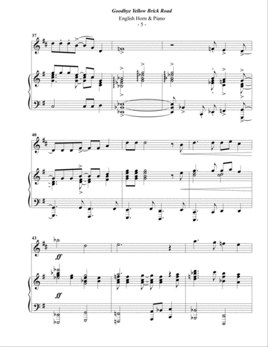 Goodbye Yellow Brick Road English Horn scores gallery preview page 5