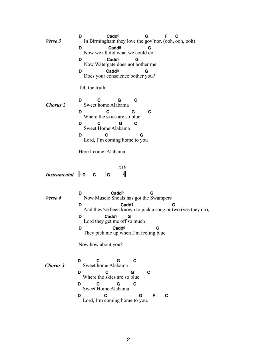 Sweet Home Alabama Sweet Home Alabama Guitar scores gallery preview page 2
