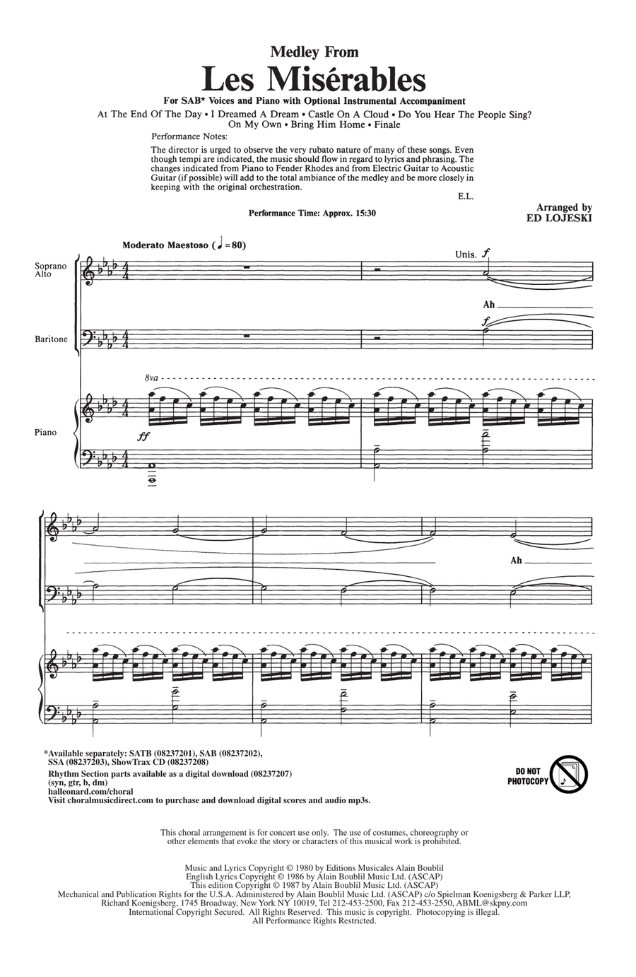 Les Miserables (Choral Medley) (arr. Ed Lojeski) 3-Part scores gallery preview page 1