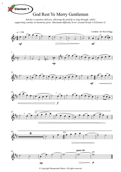 God Rest Ye Merry Gentlemen - Lovely Clarinet Trio arrangement for beginner - early intermediate. Su image number null