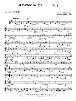 Slavonic Dance No. 3: 3rd Violin (Viola [TC])