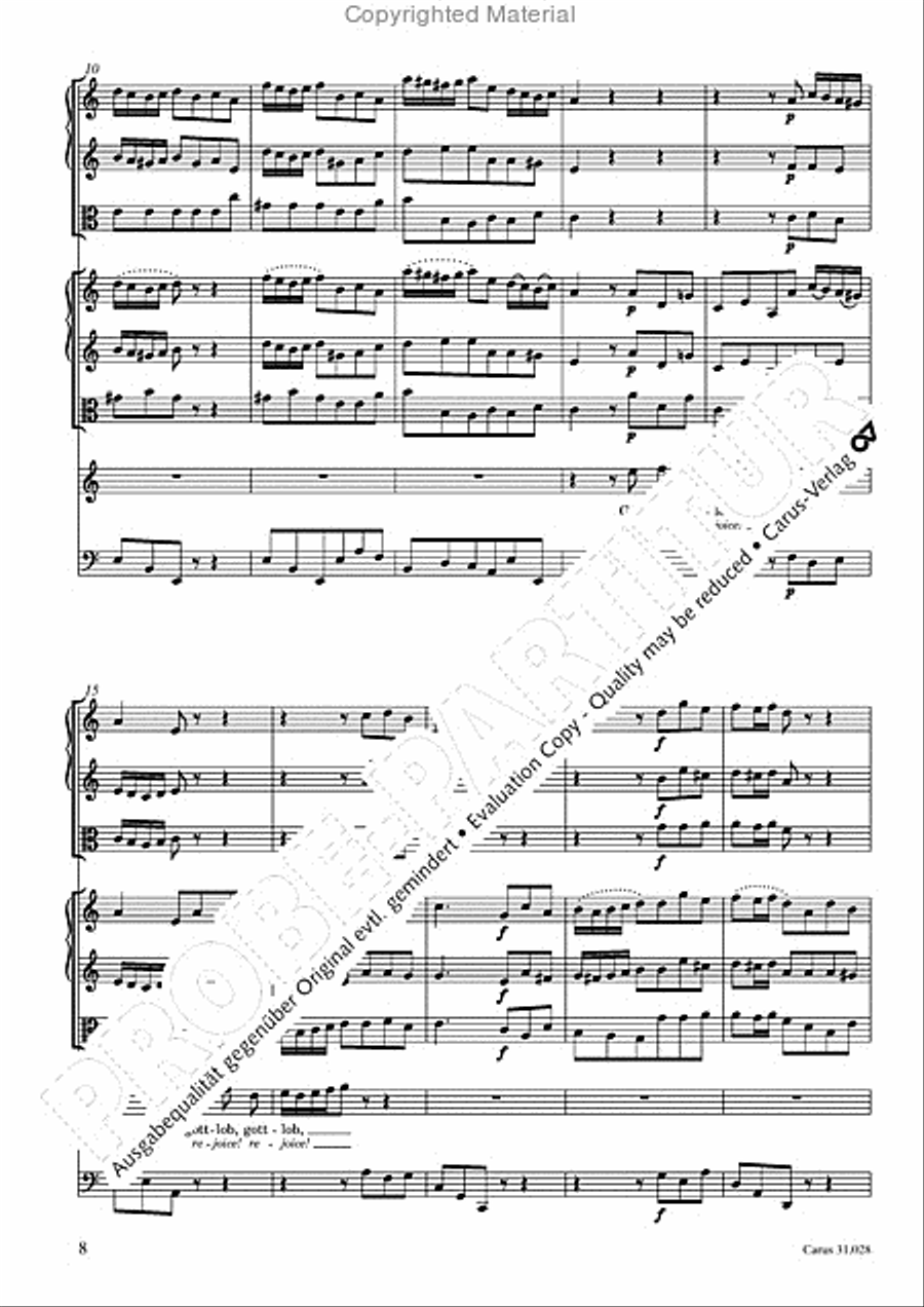 Rejoice! The passing year is ended (Gottlob! nun geht das Jahr zu Ende) 4-Part scores gallery preview page 10