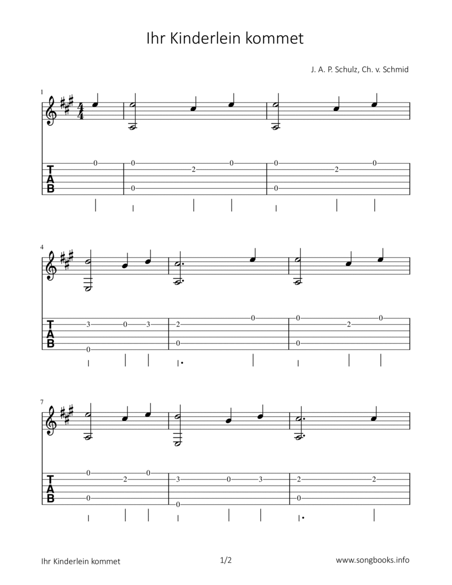 Ihr Kinderlein kommet Guitar Solo scores gallery preview page 1