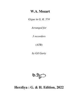 Gigue in G major, K. 574 (arrangement for 3 recorders)