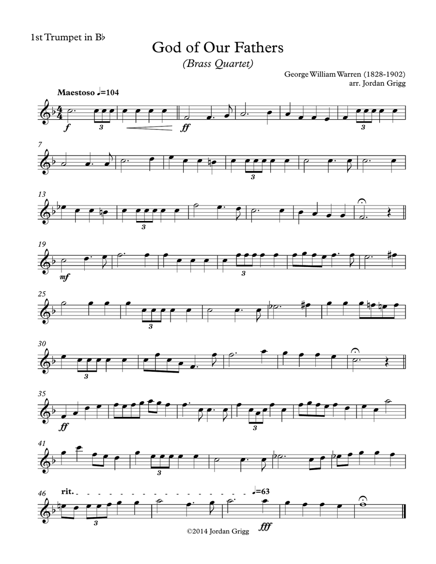 God of Our Fathers (Brass Quartet) Brass Quartet scores gallery preview page 3