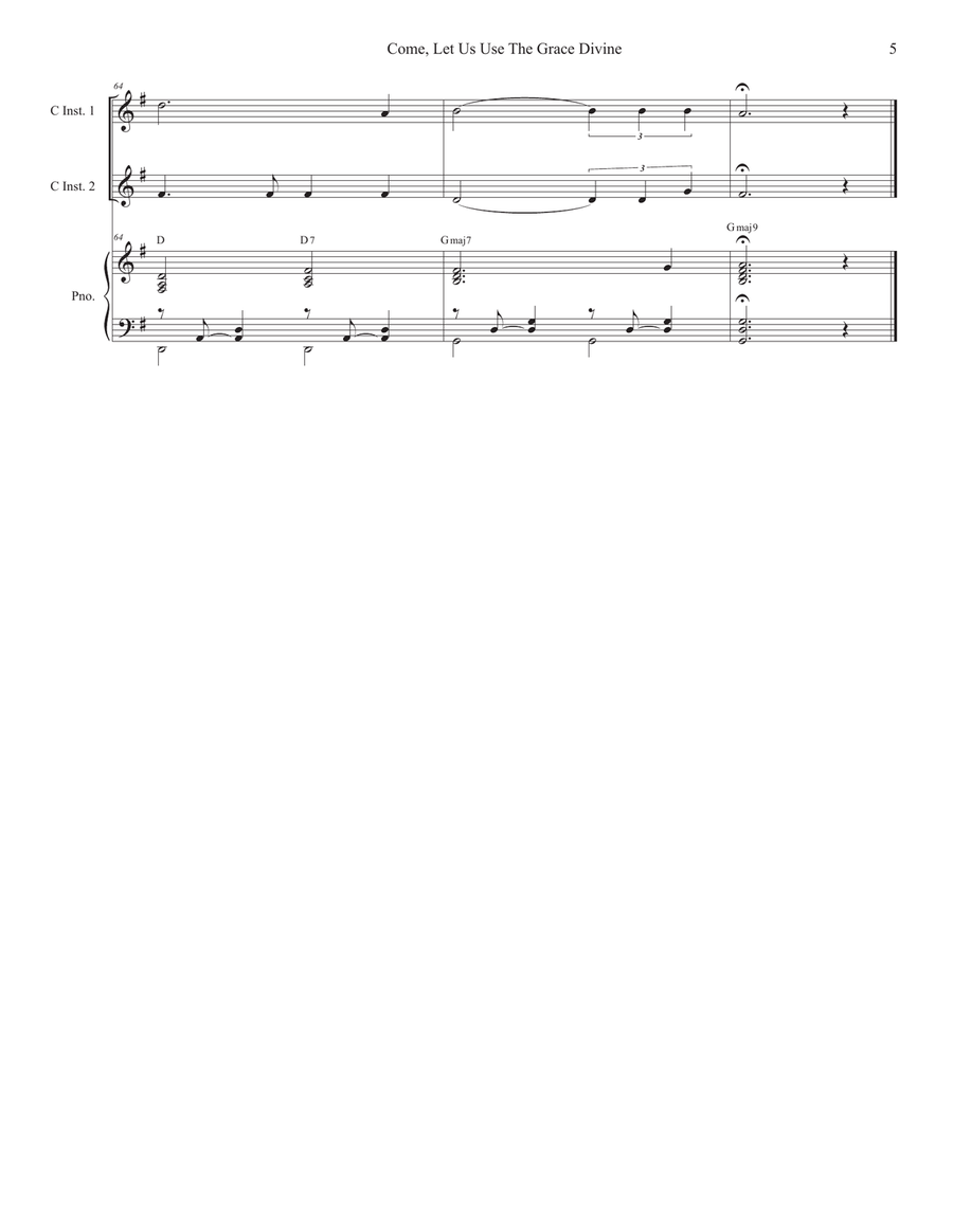 Come, Let Us Use The Grace Divine (Duet for C-Instruments) Piano scores gallery preview page 6