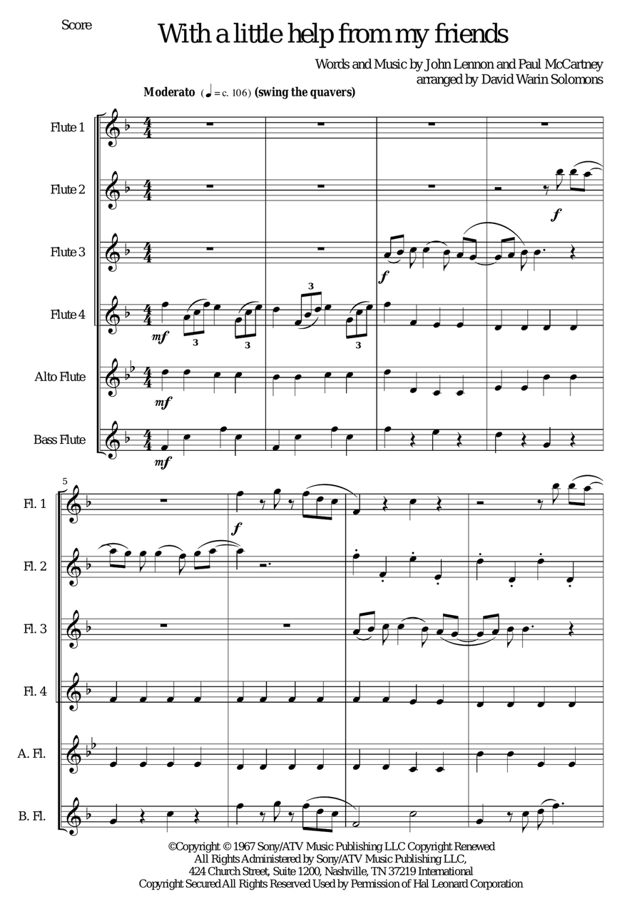 With A Little Help From My Friends Woodwind Ensemble scores gallery preview page 1