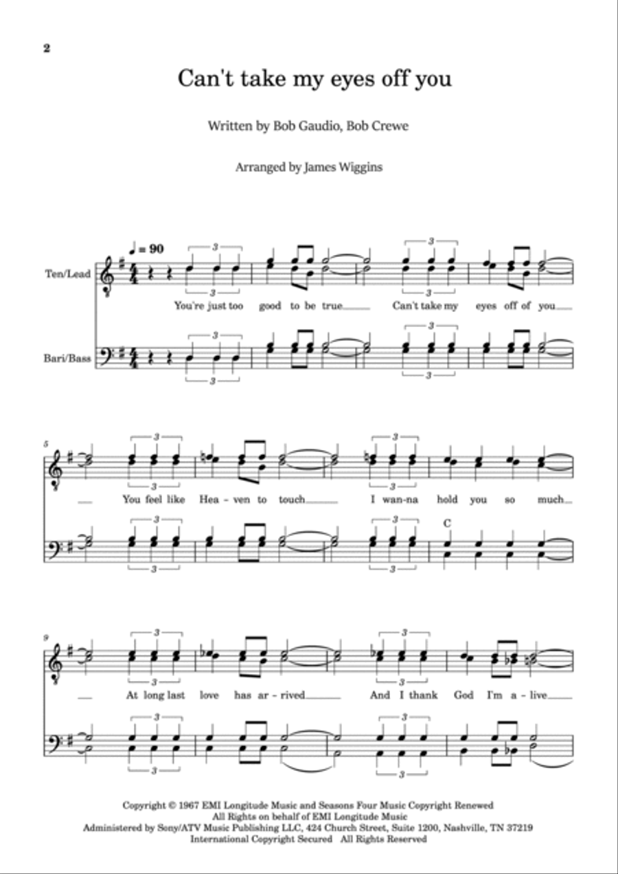 Can't Take My Eyes Off Of You TTBB scores gallery preview page 2