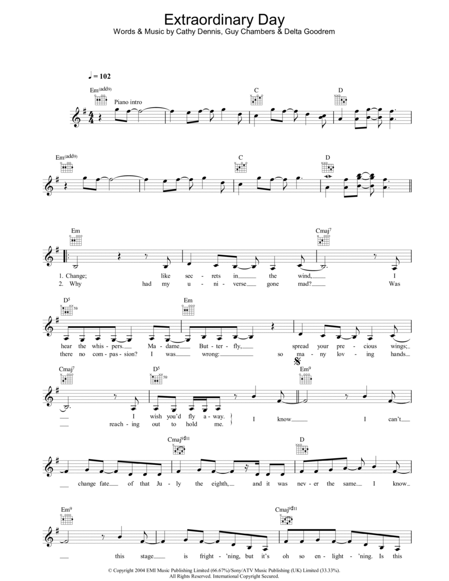 Extraordinary Day Piano scores gallery preview page 1