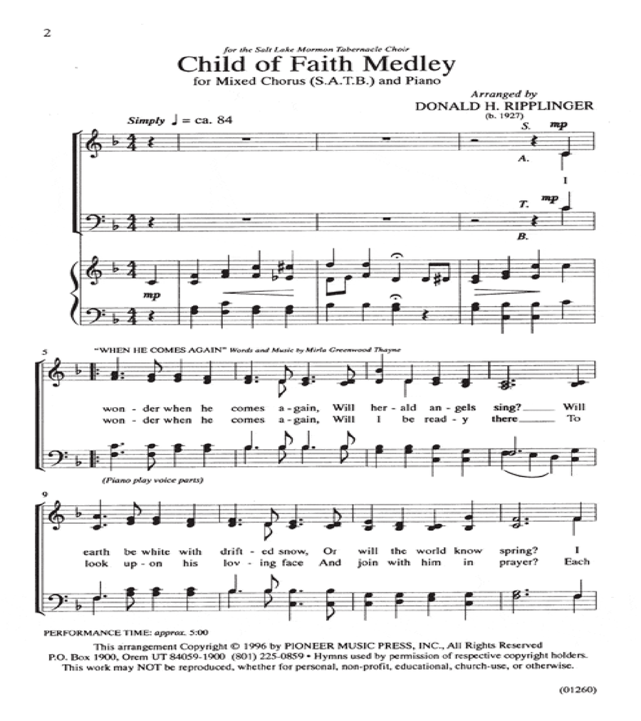 Child of Faith Medley - SATB 4-Part scores gallery preview page 2