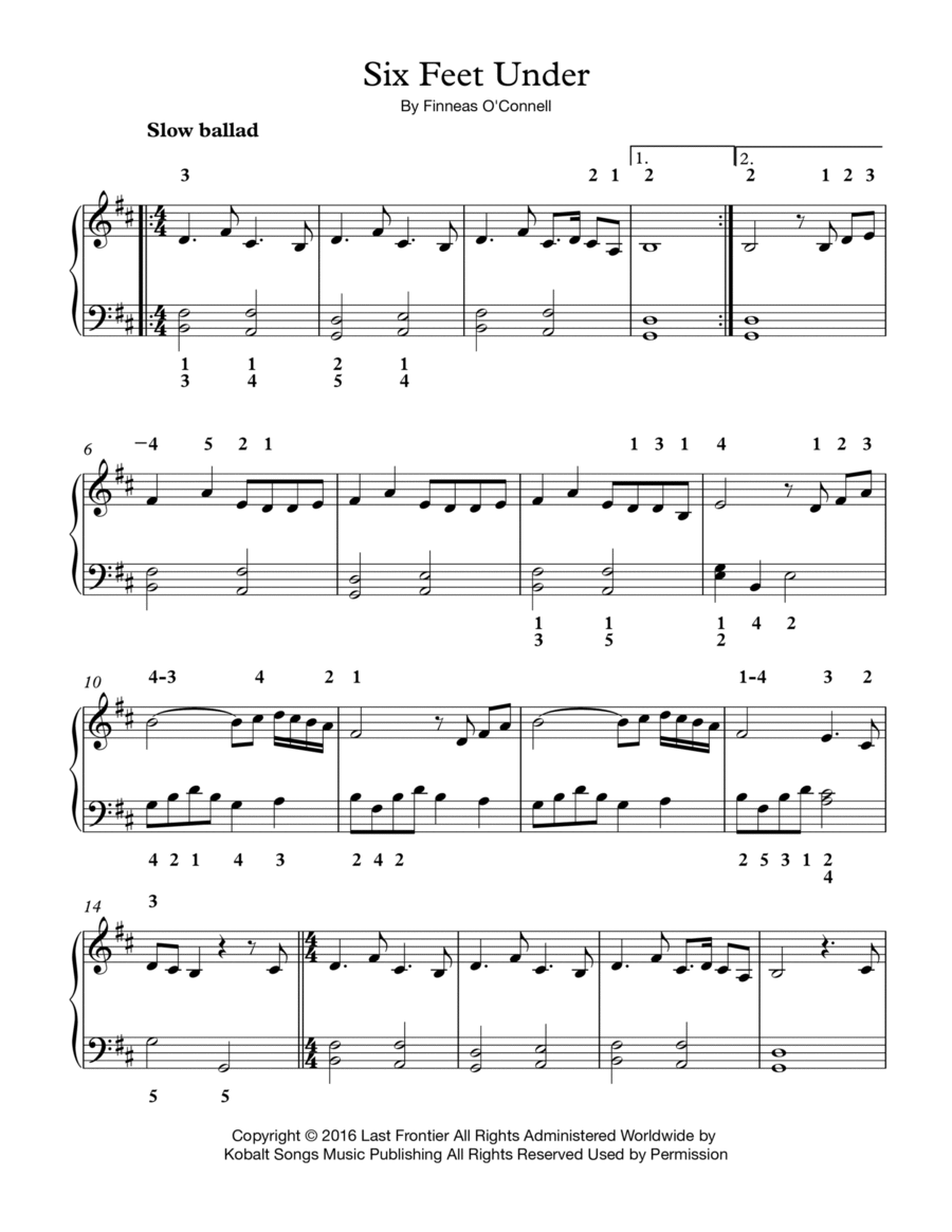 Six Feet Under Piano Solo scores gallery preview page 1