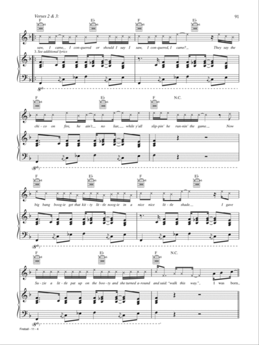 Fireball Piano, Vocal, Guitar scores gallery preview page 4