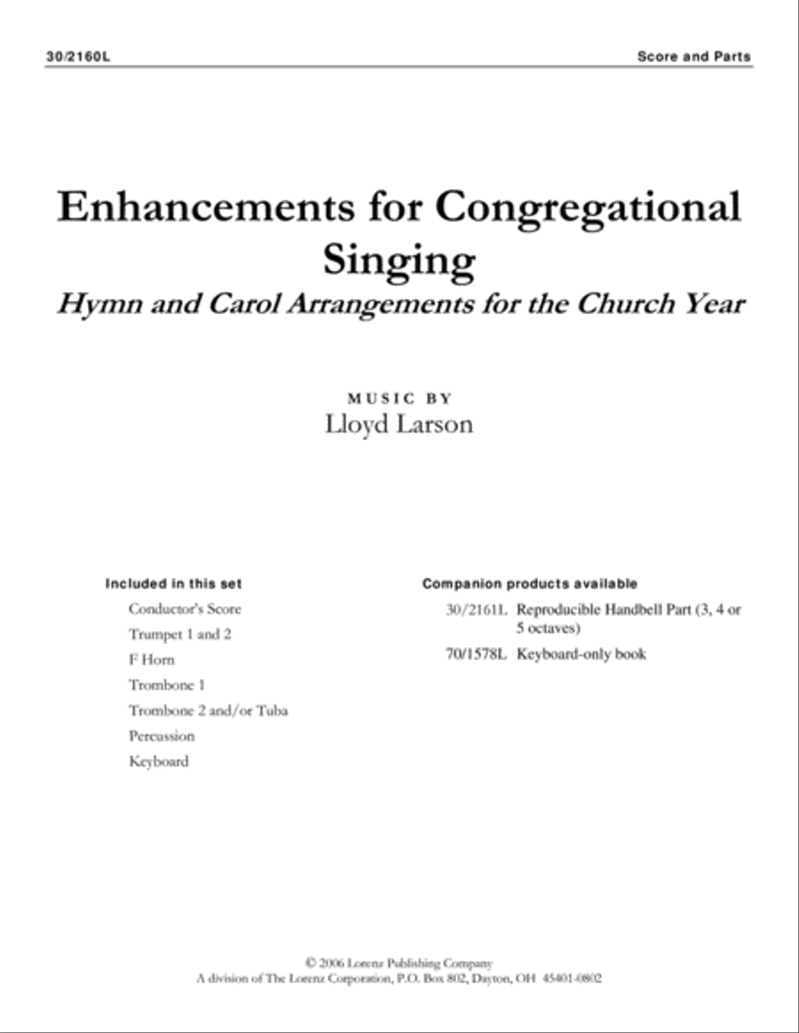 Enhancements for Congregational Singing - Brass and Perc. Score and Parts - Digi Piano scores gallery preview page 1