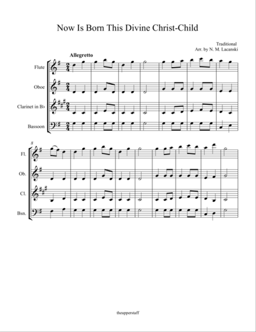 Now Is Born This Divine Christ-Child Woodwind Quartet scores gallery preview page 1