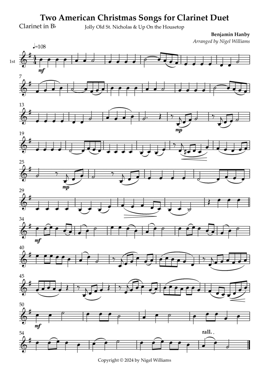 Two American Christmas Songs Clarinet Duet scores gallery preview page 1
