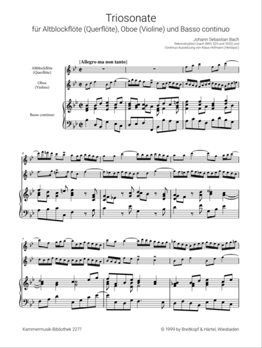 Trio Sonata in B flat major based on BWV 525 and BWV 1032 Score scores gallery preview page 2