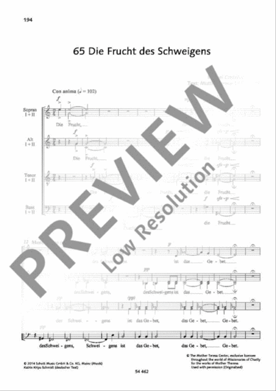 Die Frucht des Schweigens SSAATTBB scores gallery preview page 2