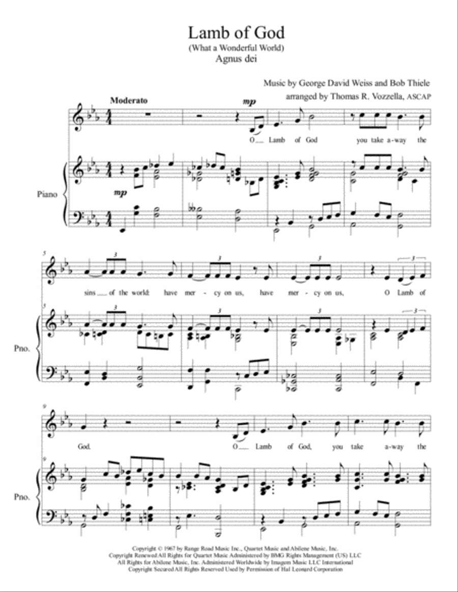 What A Wonderful World Unison Choir scores gallery preview page 2