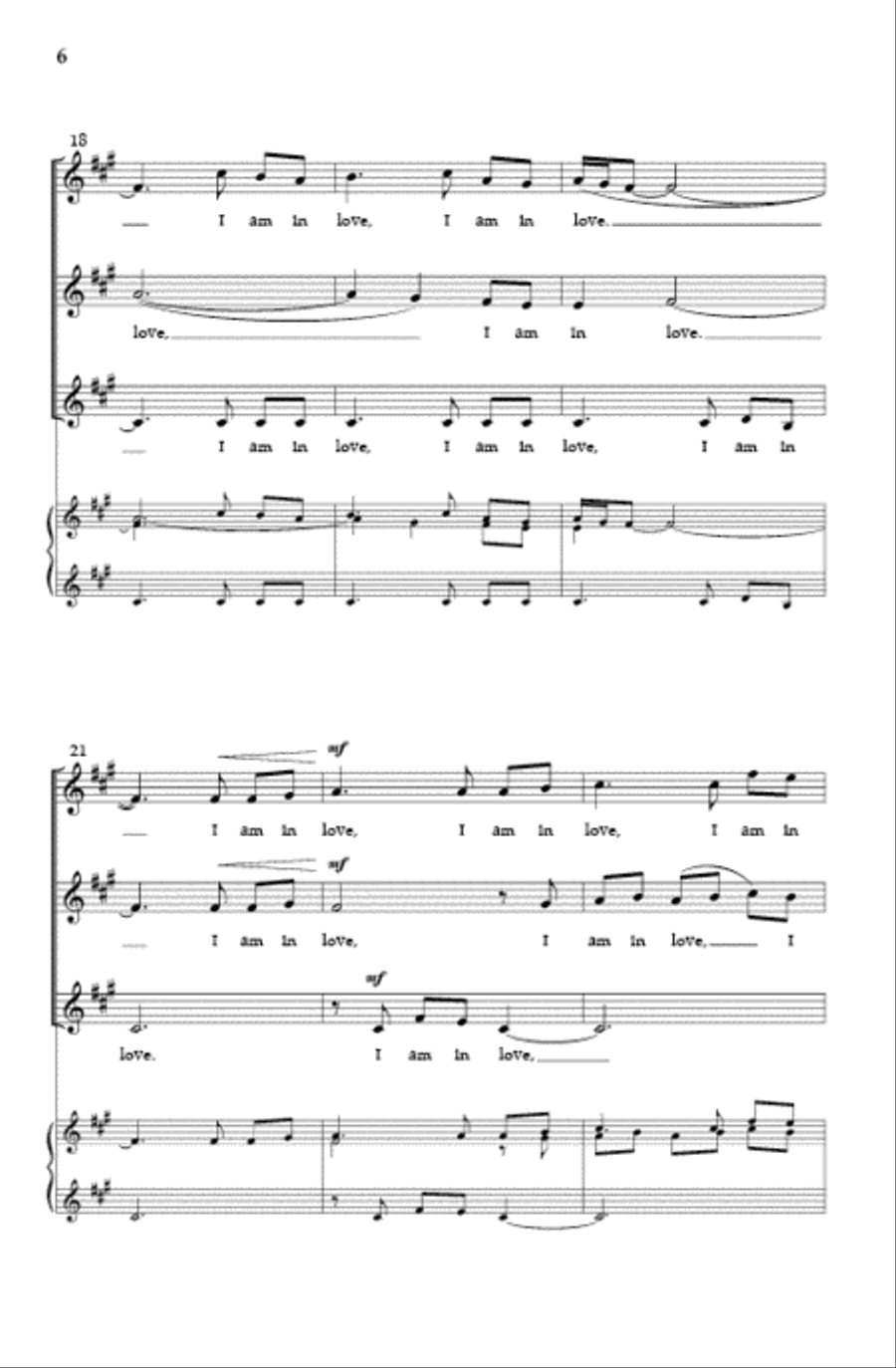 I Am In Love SSA scores gallery preview page 5