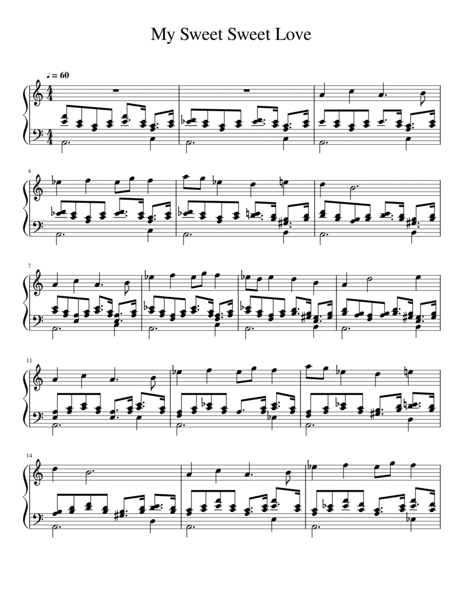 My Sweet Sweet Love Piano Solo scores gallery preview page 1