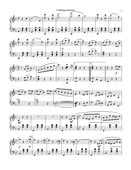 Frühlingsstimmen / Voices of Spring for piano solo (Bb Major) image number null