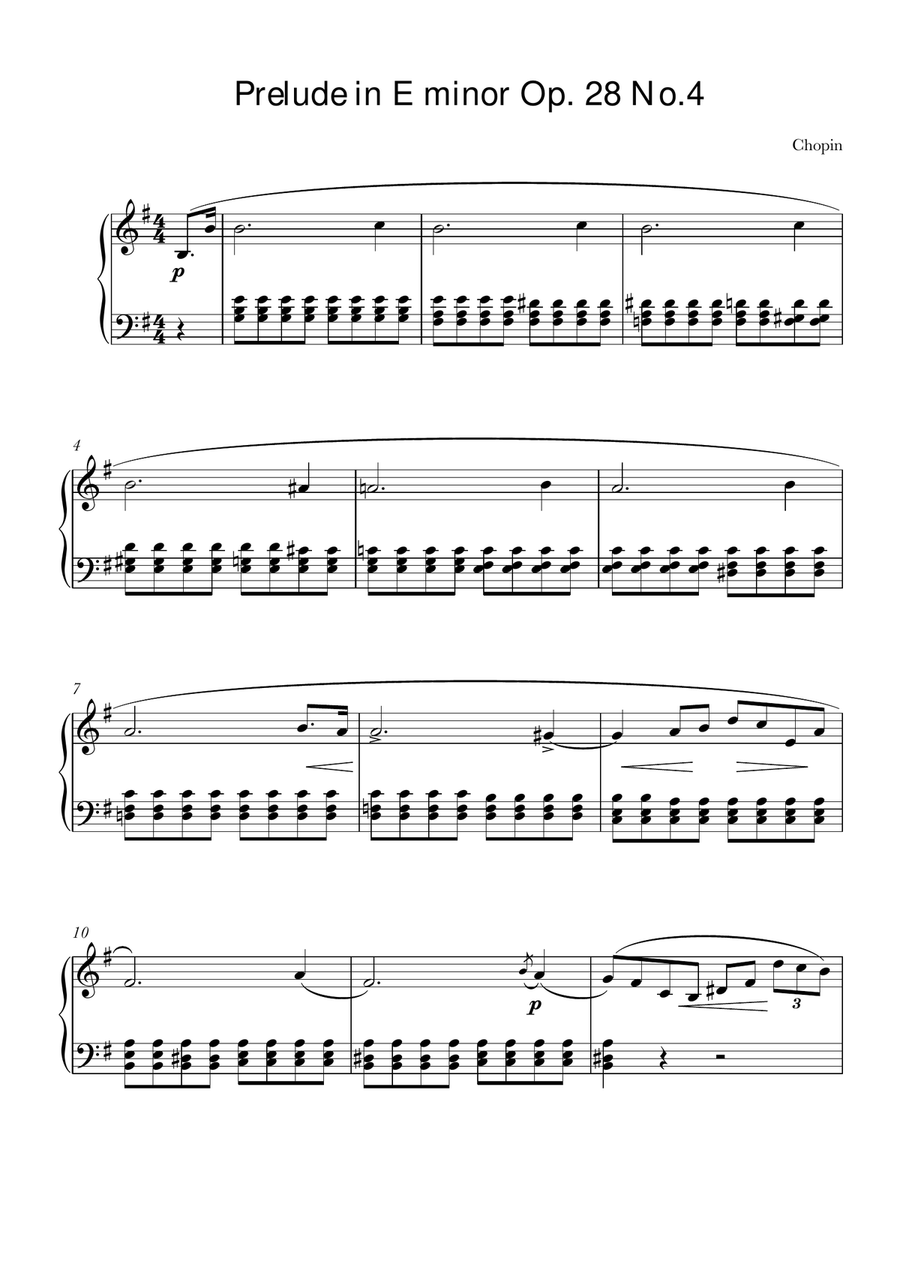 Chopin - Prelude No. 4 in E minor Chopin - Prelude No. 4 in E minor Piano Solo scores gallery preview page 1