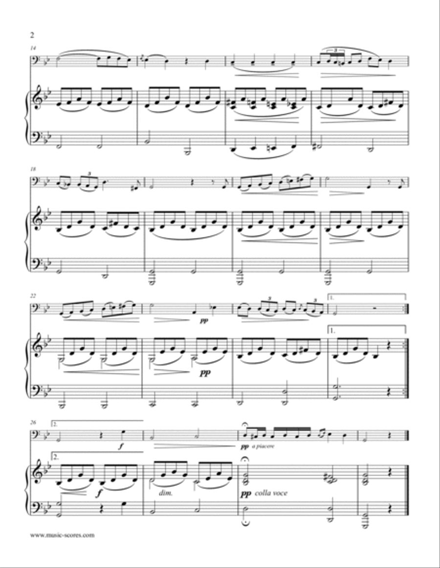 Nina - Cello (G minor) and piano/organ String Duet scores gallery preview page 2