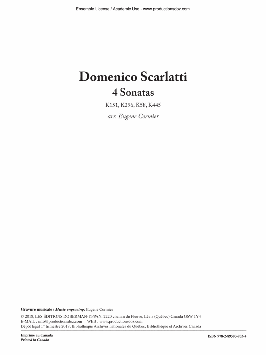 4 Sonatas K151, K296, K58, K445 Flute scores gallery preview page 1