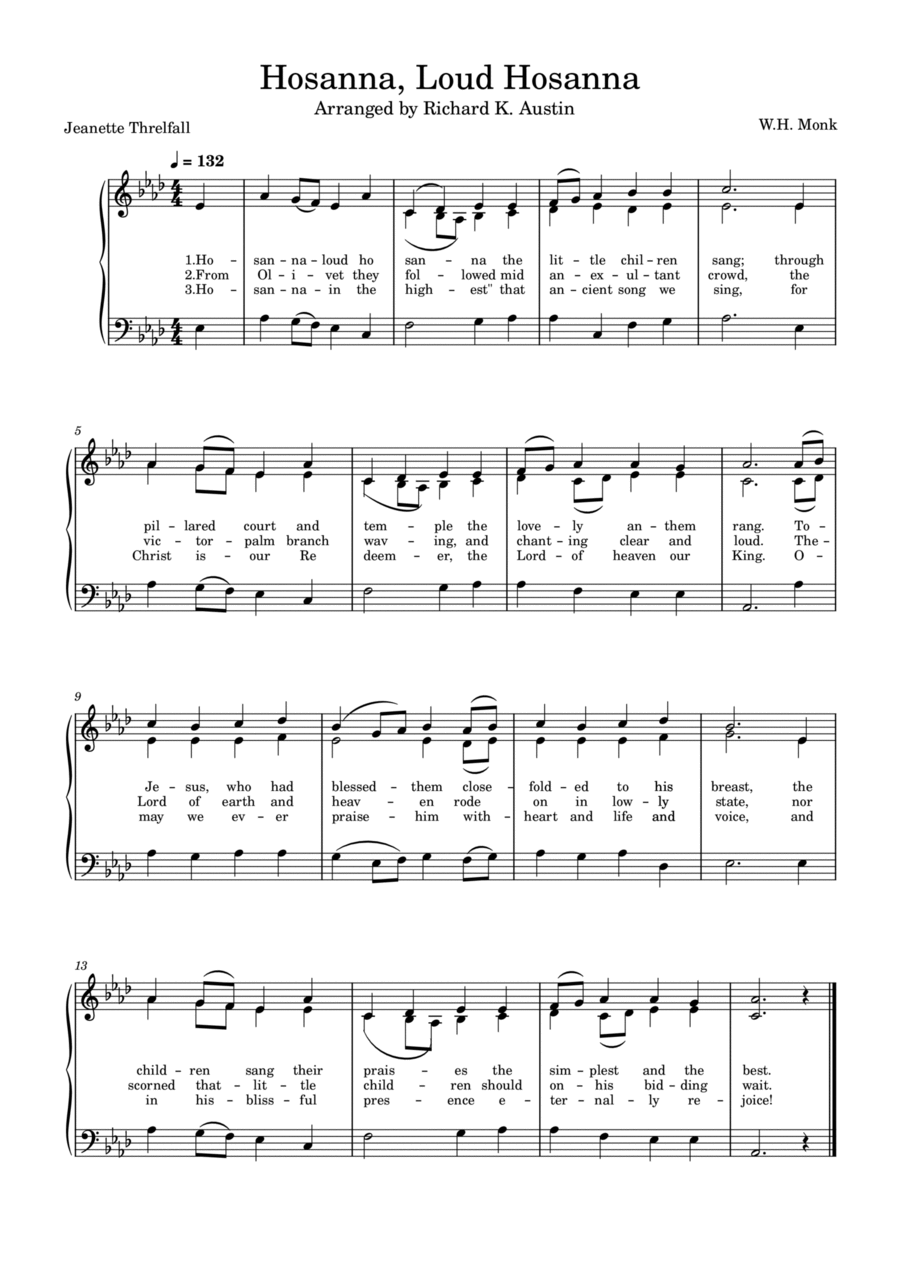 Hosanna, Loud Hosanna 3-Part scores gallery preview page 1
