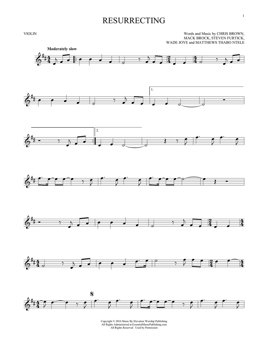 Resurrecting Violin Solo scores gallery preview page 1