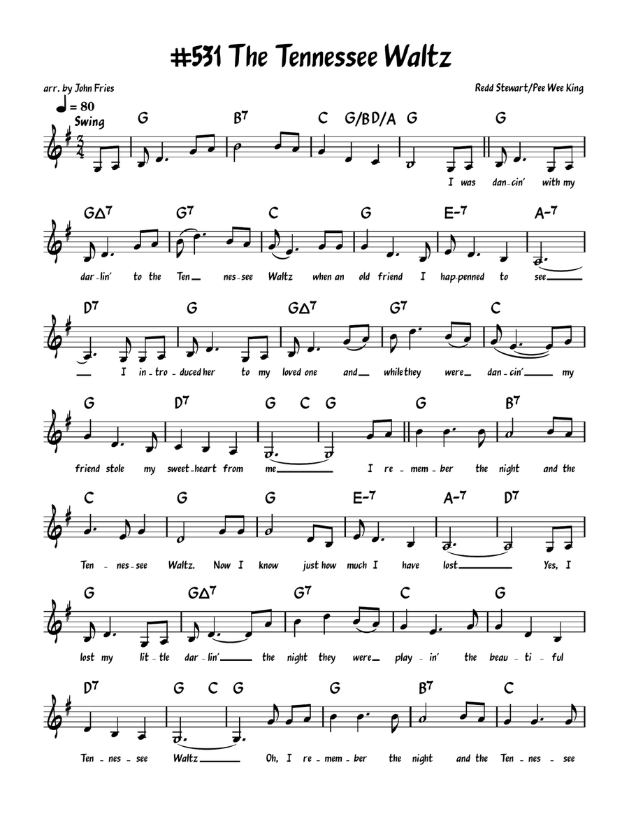 Tennessee Waltz Piano, Vocal scores gallery preview page 1