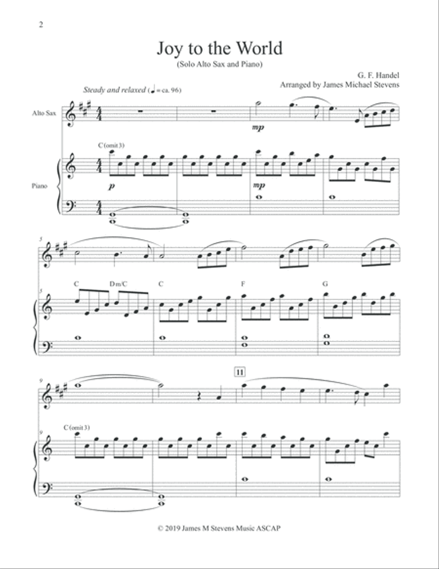 Joy to the World - Christmas Alto Sax Alto Saxophone scores gallery preview page 2