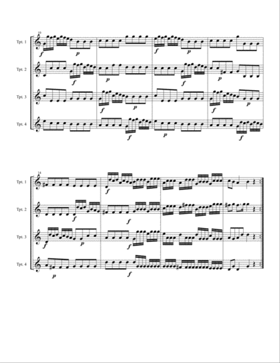 Telemann Concerto #2 for Four Trumpets (originally for 4 violins) Brass Ensemble scores gallery preview page 3