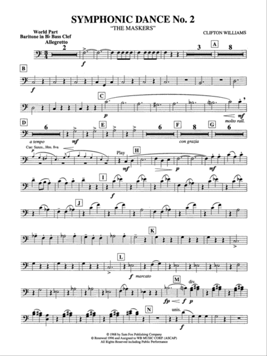 Symphonic Dance No. 2: (World Part) B-flat Baritone B.C. Concert Band scores gallery preview page 1