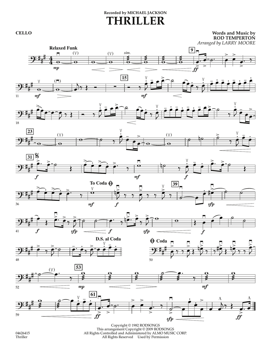 Thriller - Cello Orchestra scores gallery preview page 1